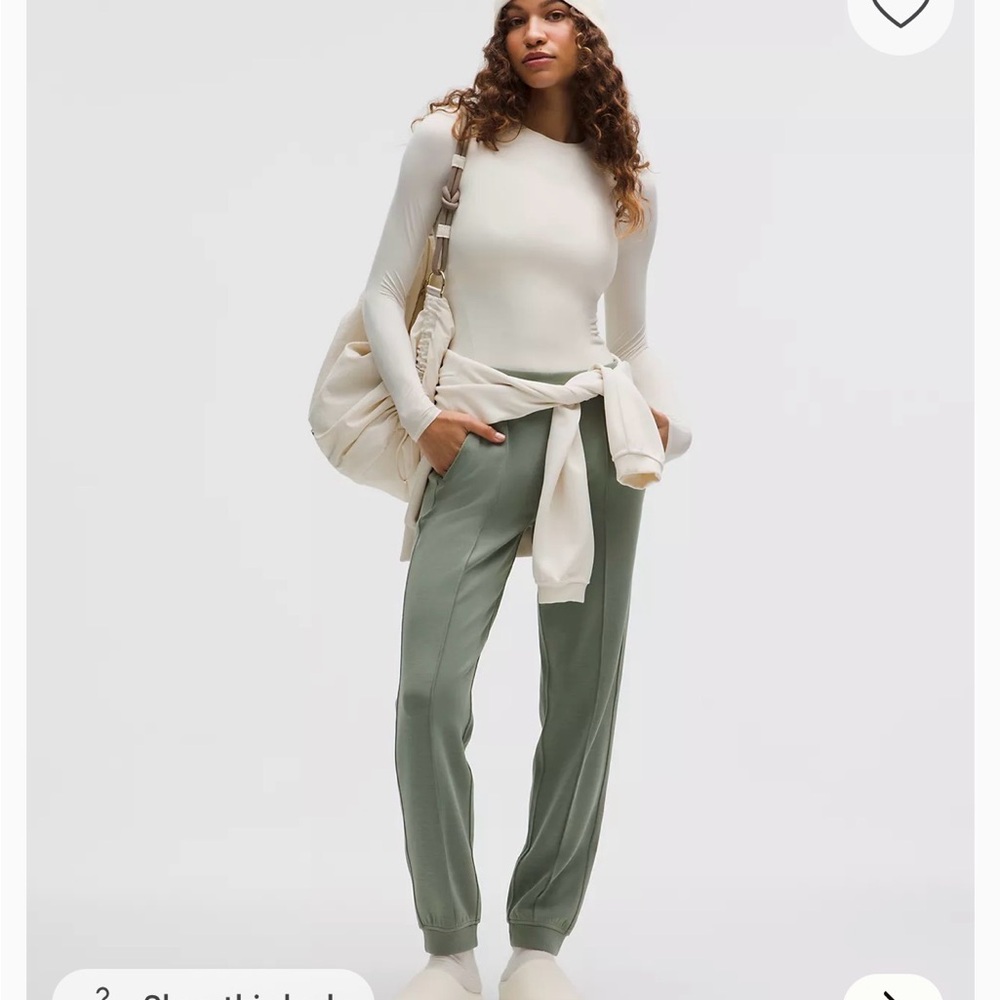 Lululemon Khaki Dark Green Stretch High Rise Joggers Size L